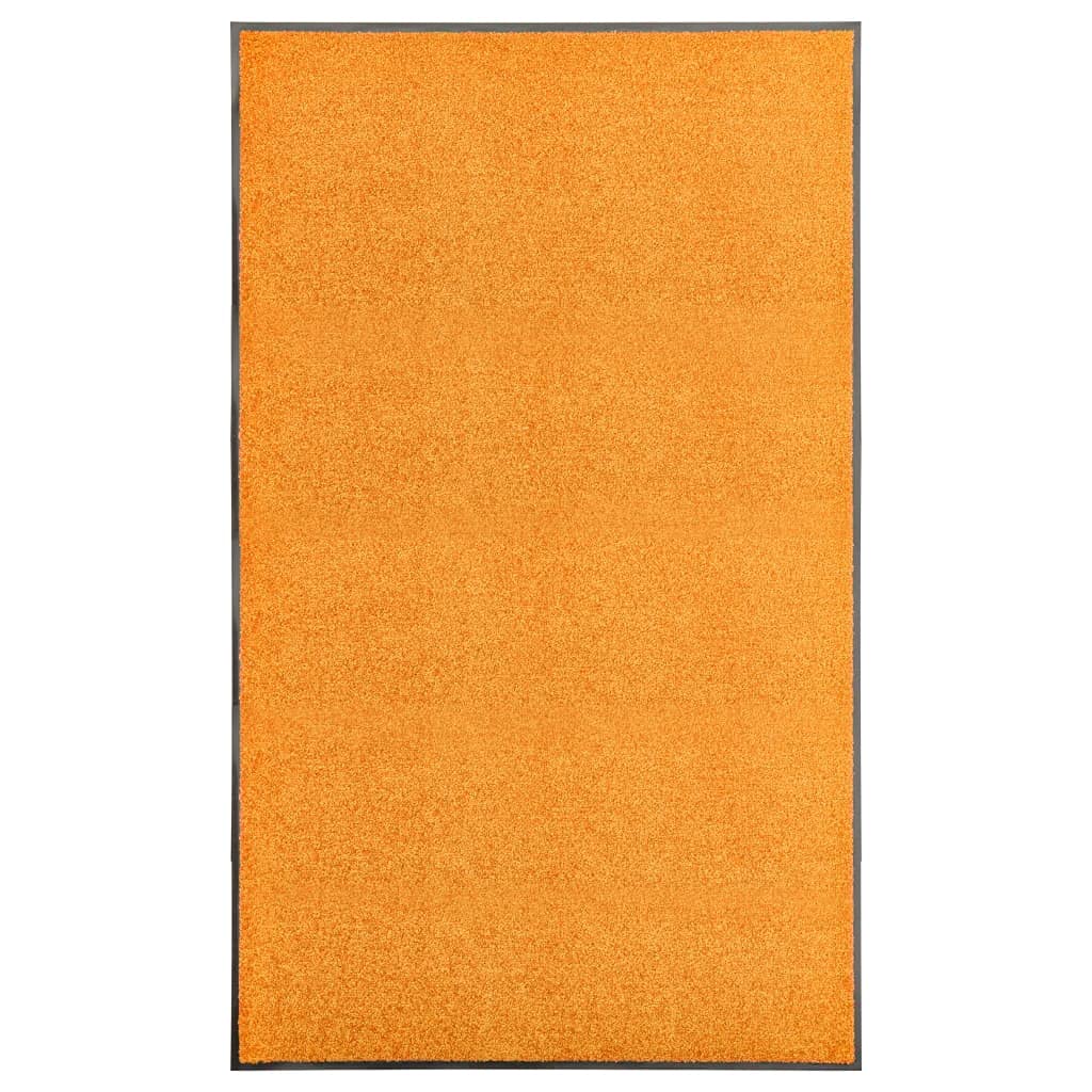 Paillasson lavable, orange, 90 x 150 cm, antidérapant, avec bord noir, pour l'intérieur et l'extérieur, résistant aux intempéries et absorbant l'humidité, idéal pour porte d'entrée, couloir, balcon
