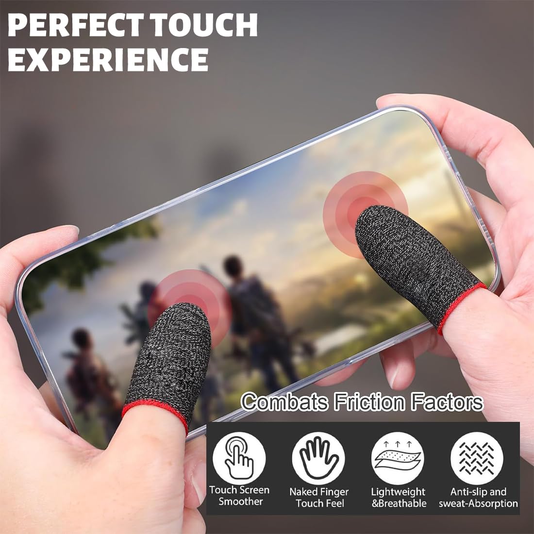 10 Pezzi Mobile Game Finger Sleeve, Fibra d'Argento Risposta Agile Touch Screen Thumb Sleeve, Traspirante Copridito da Gioco Professionale con Antiscivolo e Resistente, Sudore