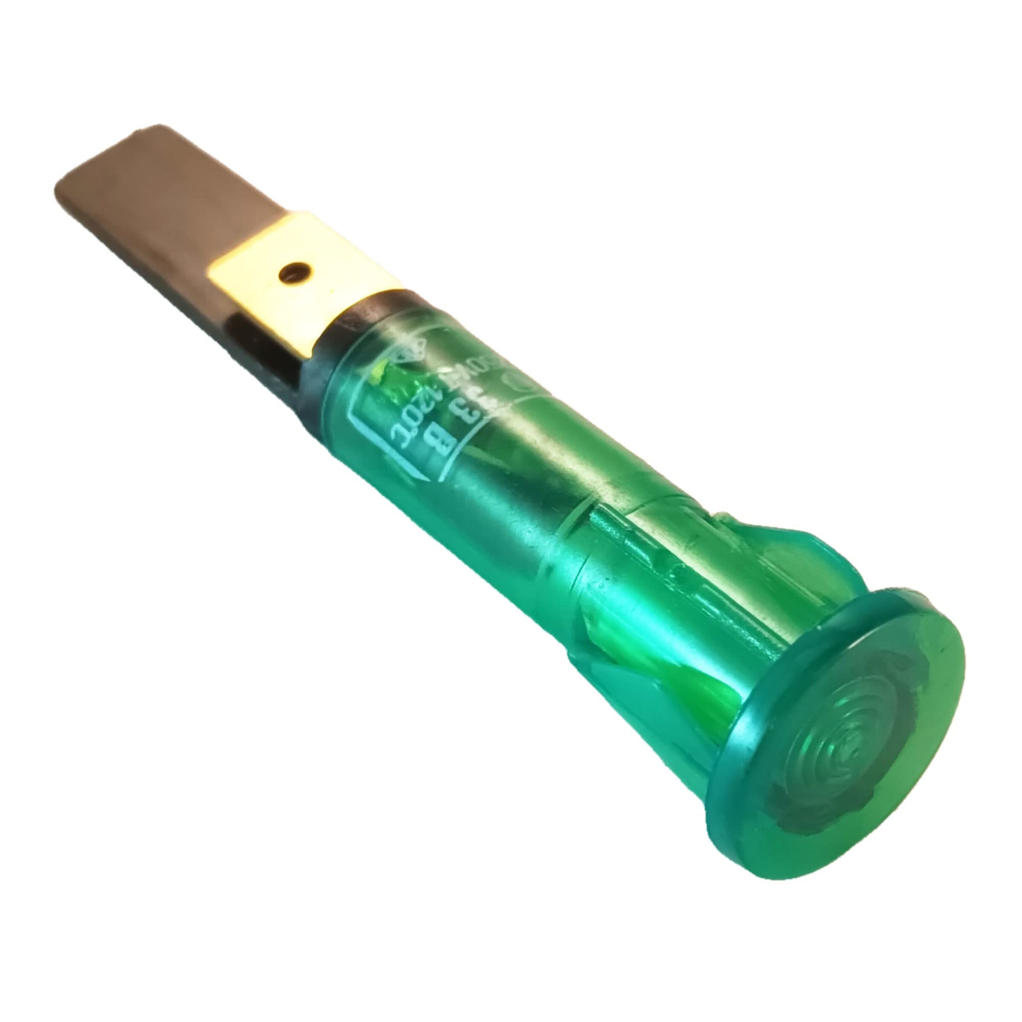 13.5mm Round Neon Mains Panel Indicator Lamp 220-250 VAC (GREEN)
