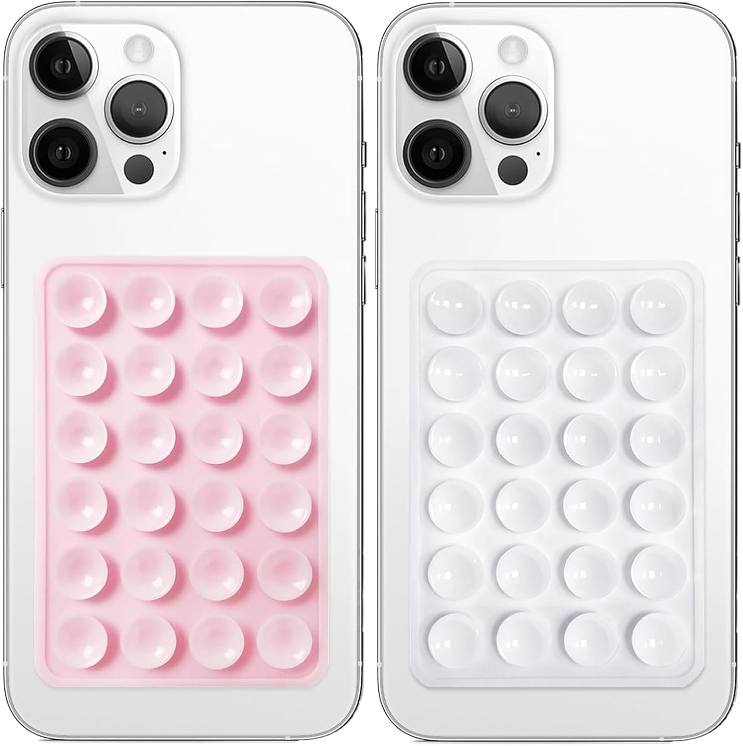 SHINESTAR Silicone Suction Phone Case Mount, Silicon Adhesive Phone Grip for Smartphones, Hands-Free Mirror Shower Phone Holder for Selfies, Videos (Light Pink & White) (Pack of 2)-image-37
