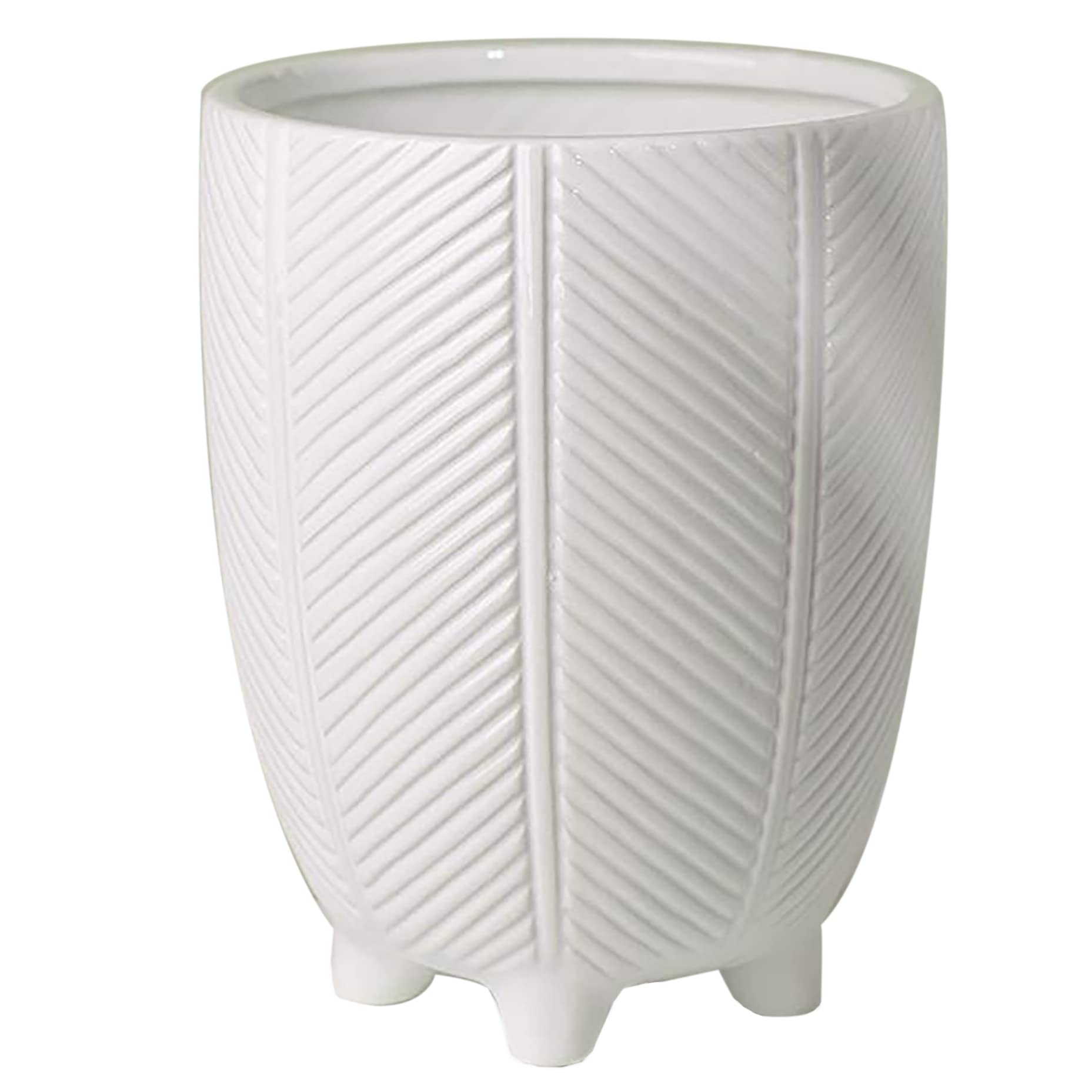 Leaf Tall Ceramic Planter 19cm White/Black