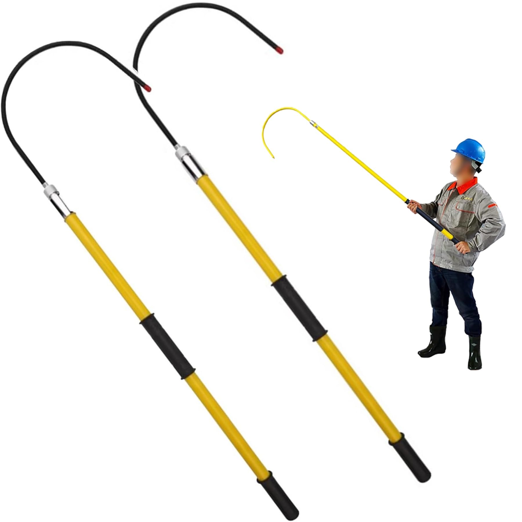 GLETSF Portable Insulated Rescue Hook, High Voltage Emergency Tool for Firefighters and Electricians (Green 1m/39in),Green-1m/39in