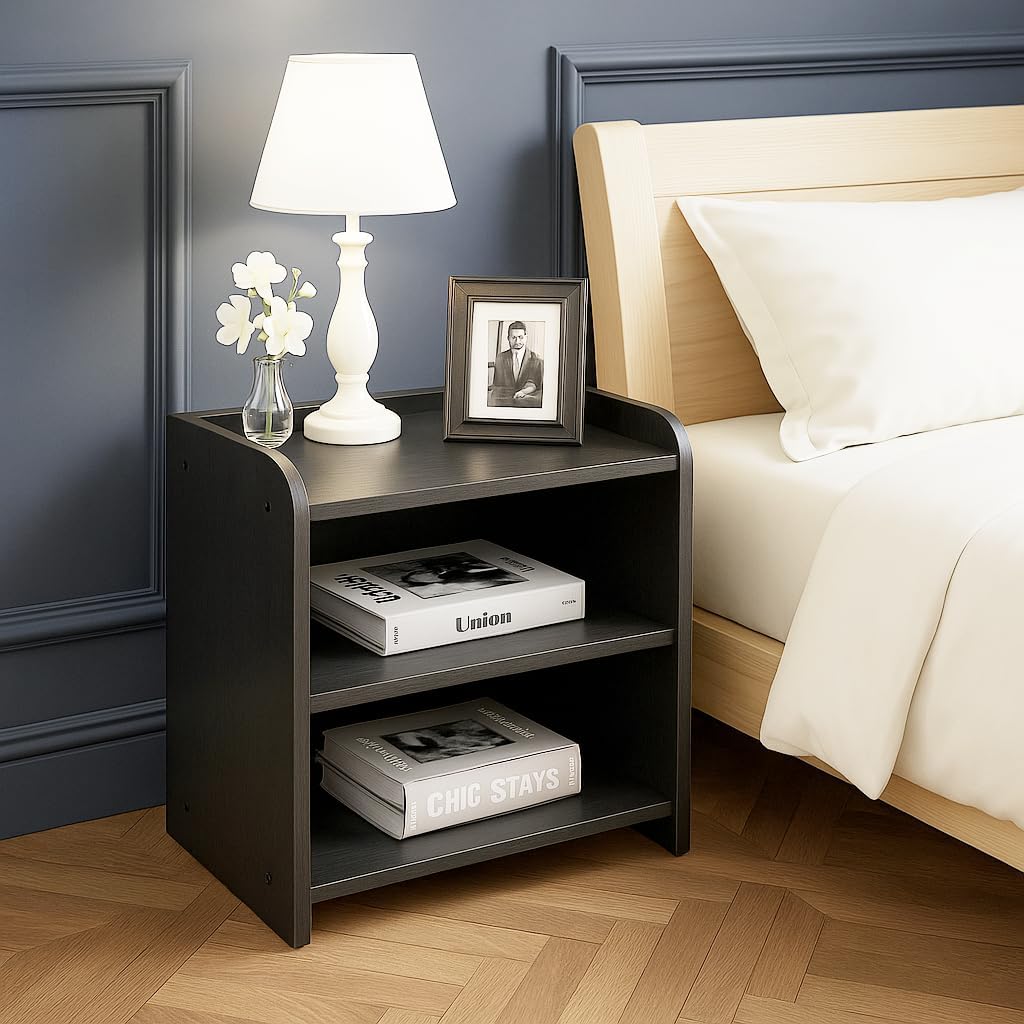 CraftOnline Living Room Nightstand, Decorative End Table for Living Room Bedroom, Bedside Table (Black)-picture-30