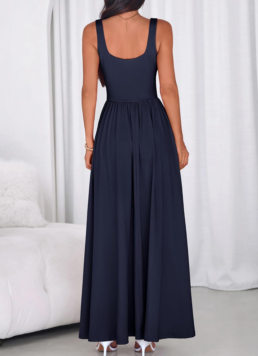 BTFBM Summer Dresses for Women 2026 Maxi Casual Square Neck Flowy Long Sundress Spring Wedding Guest Cocktail Dress - Image 3