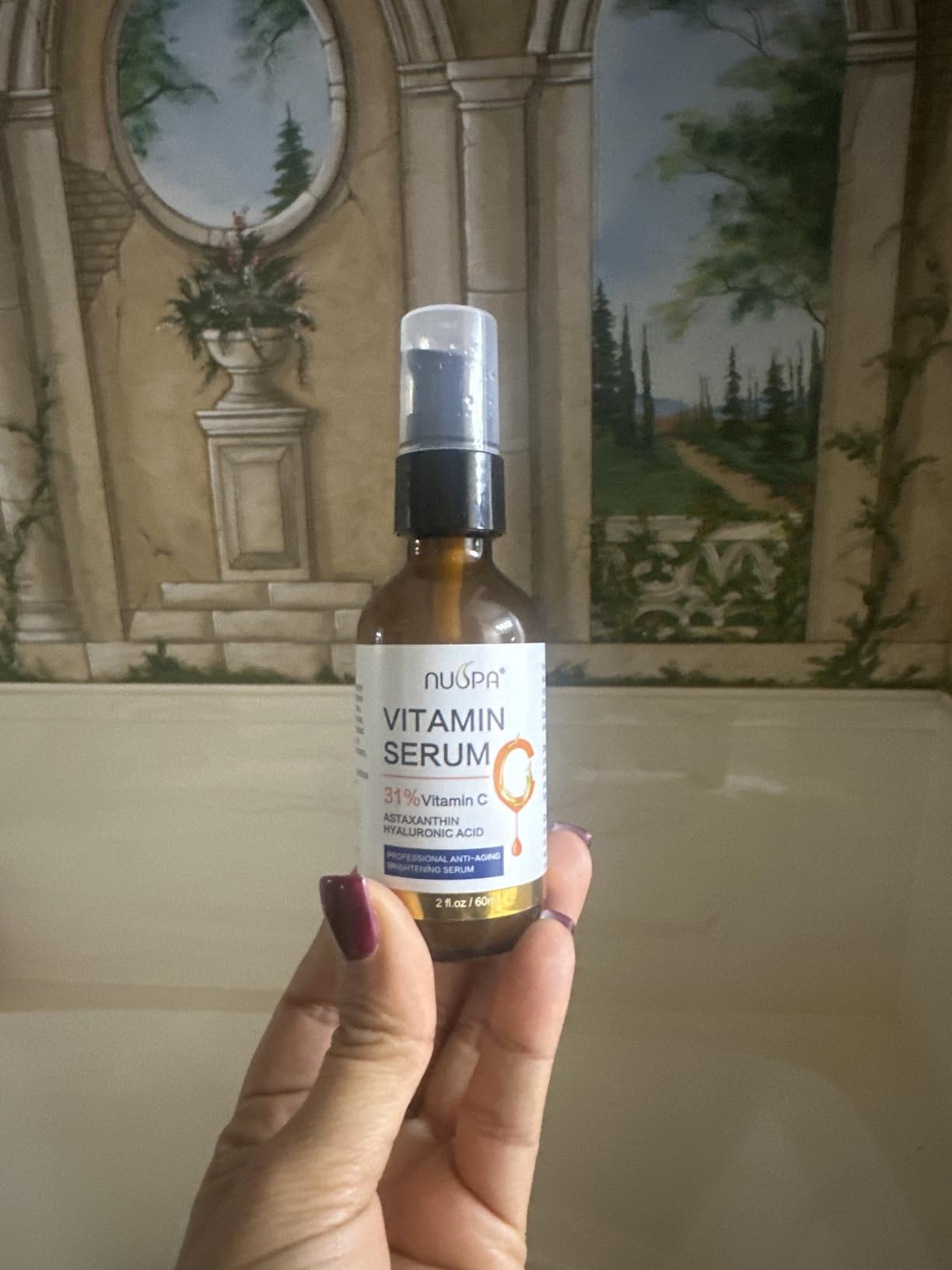 NUSPA Organic Vitamin C Serum for Face 31% Vitamin C Facial Serum Anti Aging Serum Reduces Age Spots, Face Dark Spots, Sun Damage, Skin Brightening Facial Serums with Hyaluronic Acid and Astaxanthin 1oz