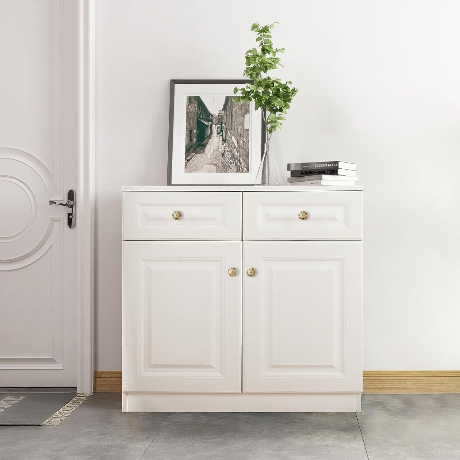 10 Pack Solid Brass Cabinet Knobs, Industrial Style Drawer Knobs, Brushed Antique Brass Cabinet Knobs for Kitchen, Bathroom, and Furniture