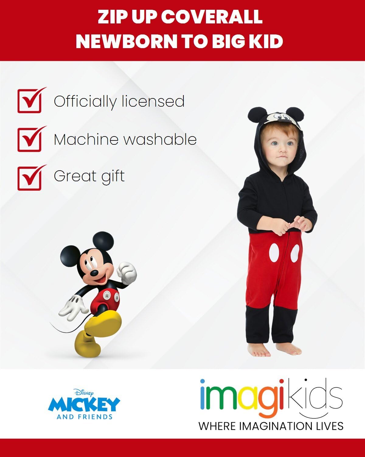 Disney Mickey Mouse Goofy - Disfraz de bebé recién nacido a niño grande