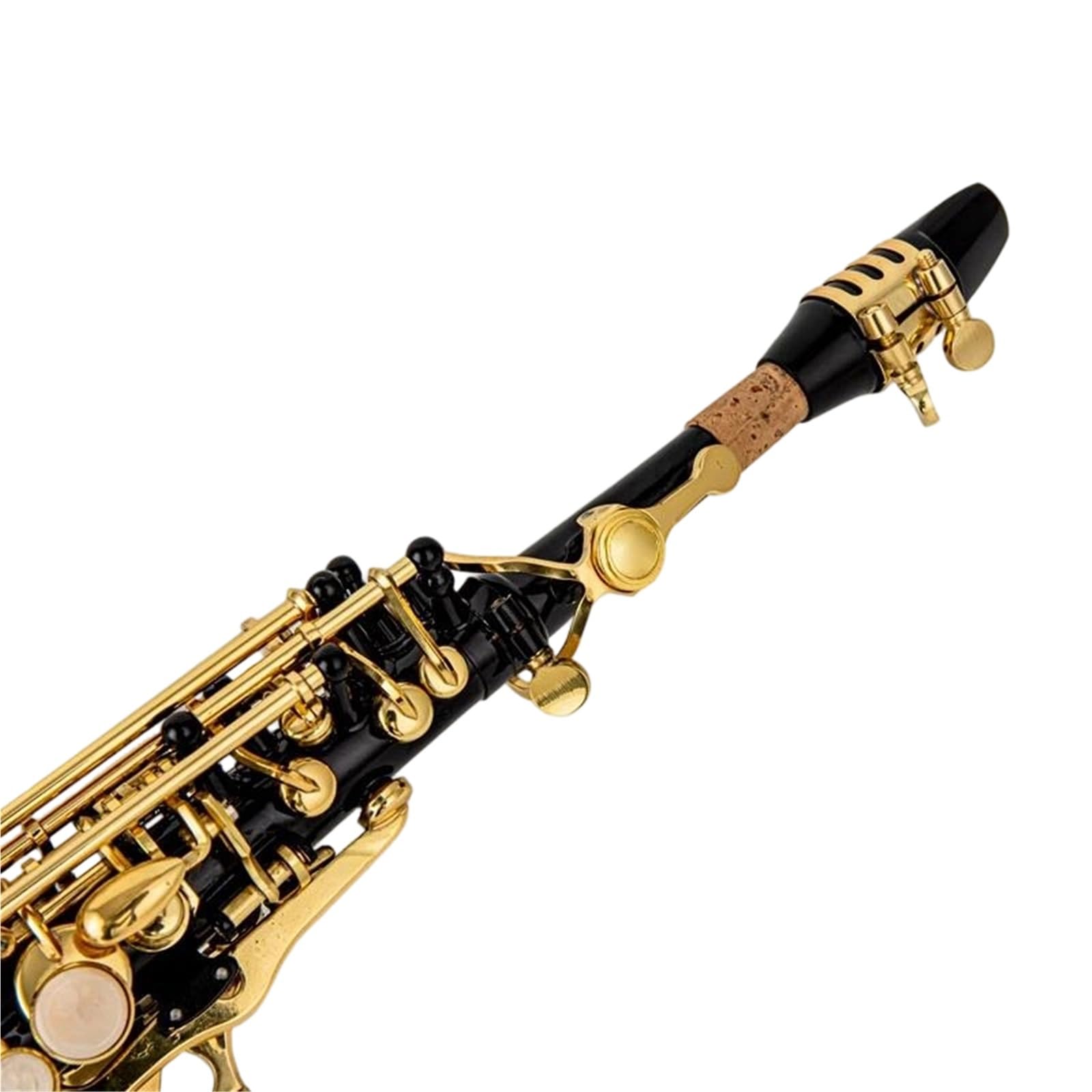 Sassofoni Per Principianti Sassofono Soprano In Si Bemolle Strumento Professionale Placcato Nero E Oro Con Due Colli Curvi(2)