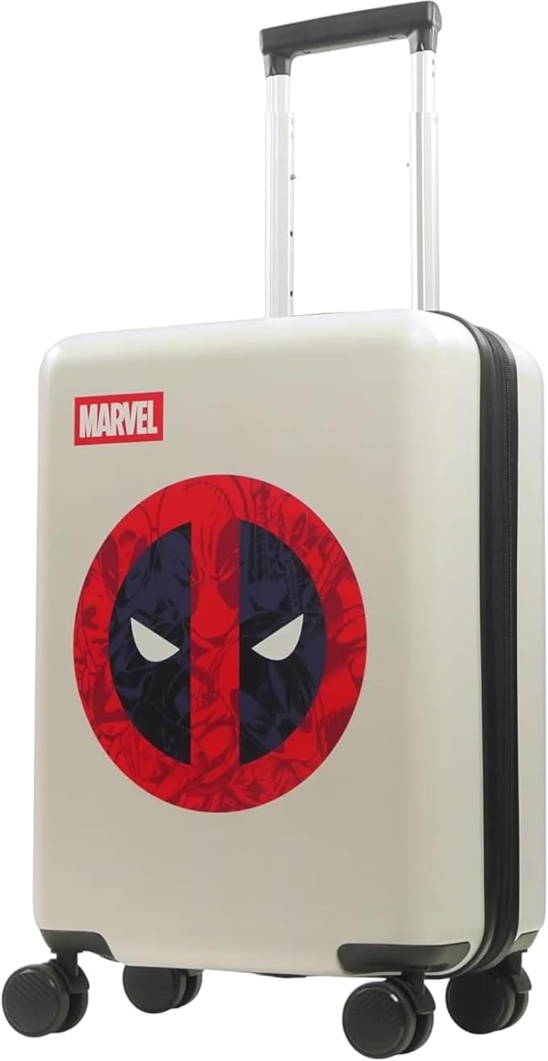 FUL Marvel Deadpool 22.5 Inch Carry On Luggage, Hardshell Rolling Suitcase with Spinner Wheels, White