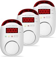 Hembisen 3-Pack Plug-in Gas & Carbon Monoxide Detector - Natural Gas, Propane, Methane, CO Alarm for Home, RV - Digital Display, 85dB Alert