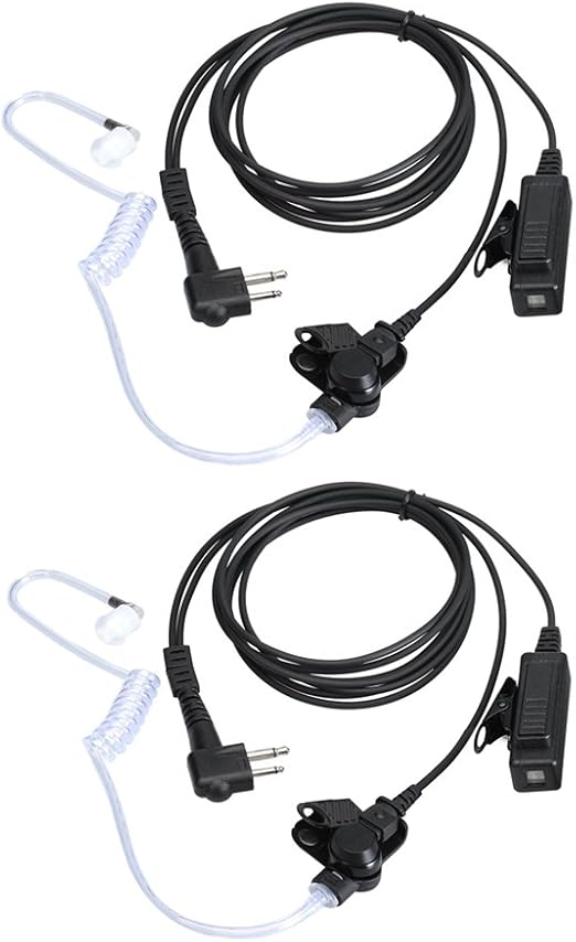 Earpieces for Motorola Walkie Talkies with Mic 2 Pin Acoustic Tube Headset and PPT for CP200 GP2000 XU1100 PRO1150 MU12 (2 Pack)