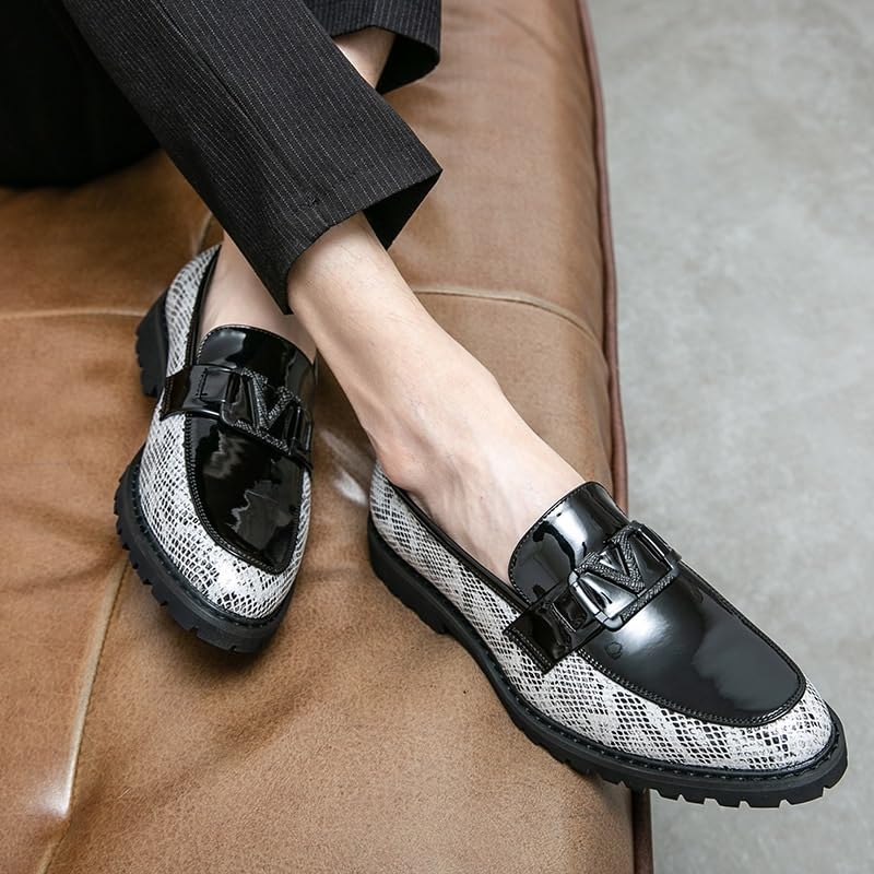 Men's Classic Formal Oxford Shoes Mens Dressy Suit Tuxedo Metal Shoelaces Weeding Prom Derby Shoes Comfortable Genuine Leather Slip On Business Dress Shoes(8.5)2