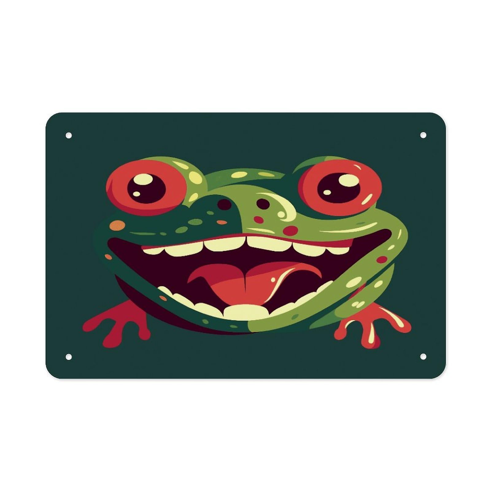 Fekiloot Style Frog With Mouth Open Metal Signs Wall Art Tin Sign