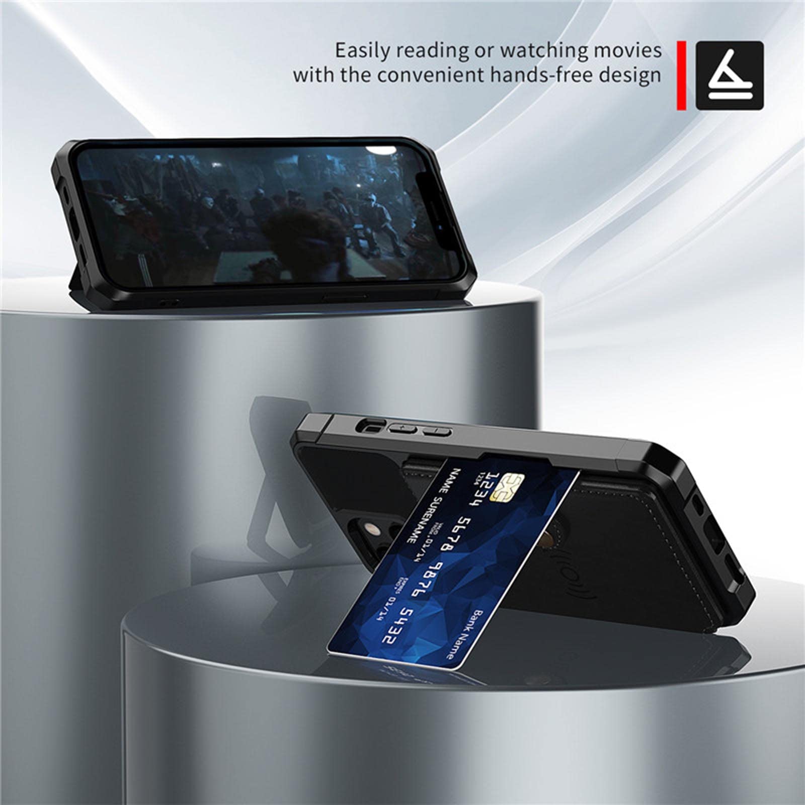 AHGDDA Custodia per iPhone 13/13 Mini/13 Pro/13 Pro Max, custodia magnetica in pelle con supporto per carte di credito, custodia antiurto (colore: blu, dimensioni: 13 pro max 6,7 pollici
