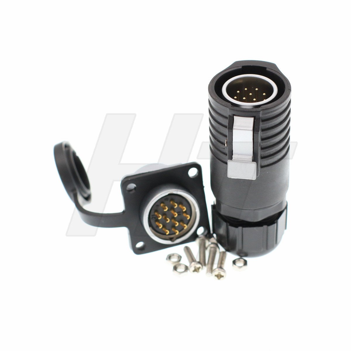 HangTon LP20 12 Pin Connector Electrical Power Waterproof Female Male Cable Plug Panel Chassis Socket for Industrial Electrical Power Equipment, 5Amp