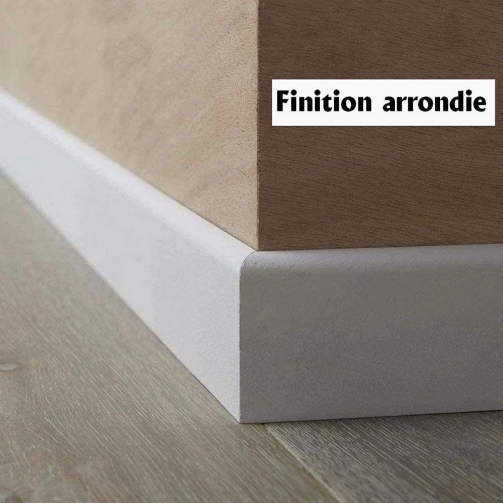 MadeInNature, Plinthe Bois Blanc Pré-peint, Fabriquée en France, Finition Arrondie hauteur 7cm, Longueur aux choix (20 ml)