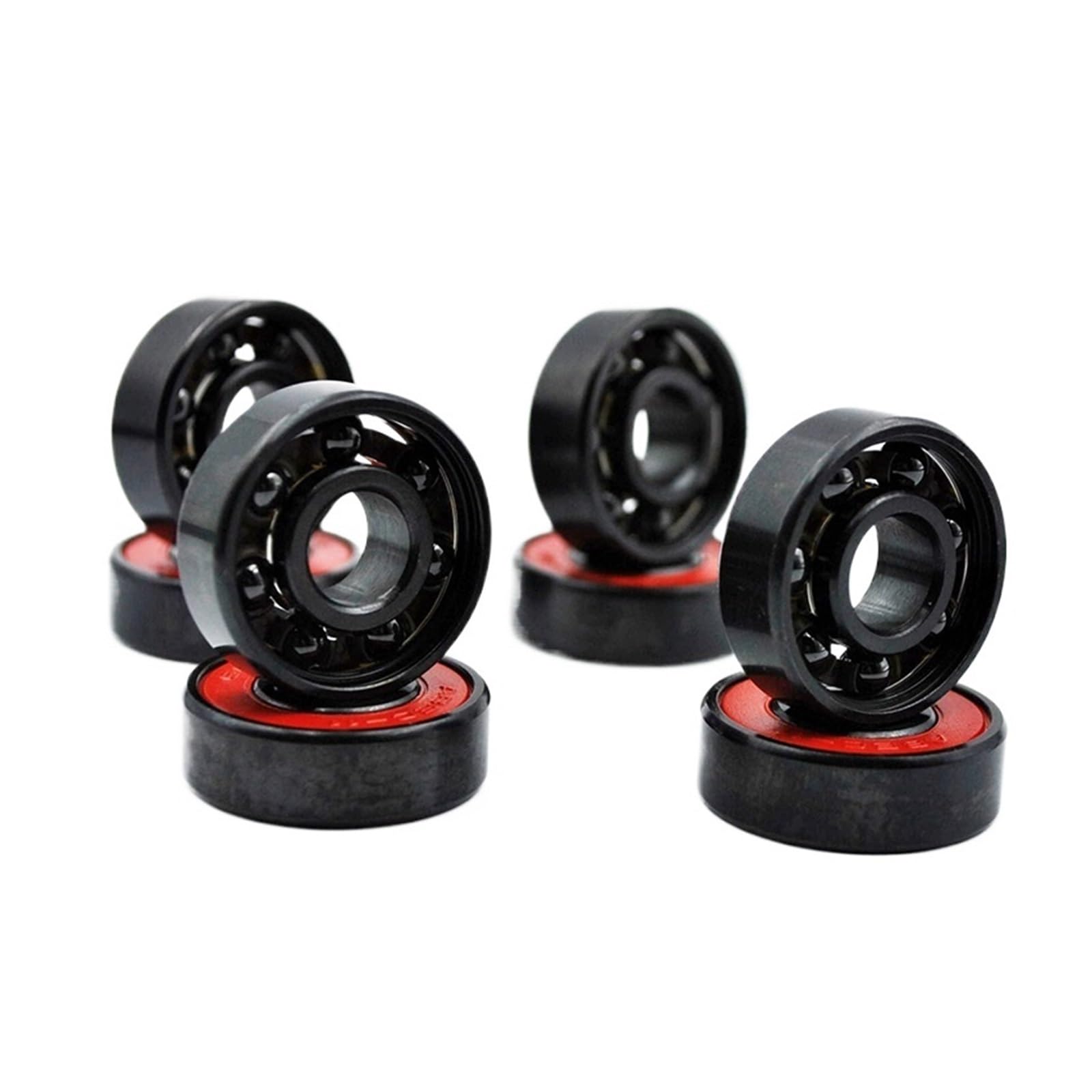 Lot de 8 roulements à billes hybrides en céramique noire 608 2RS, x 22 7 mm, ABEC-11, for roues roller/skateboard haute vitesse (miniatures)