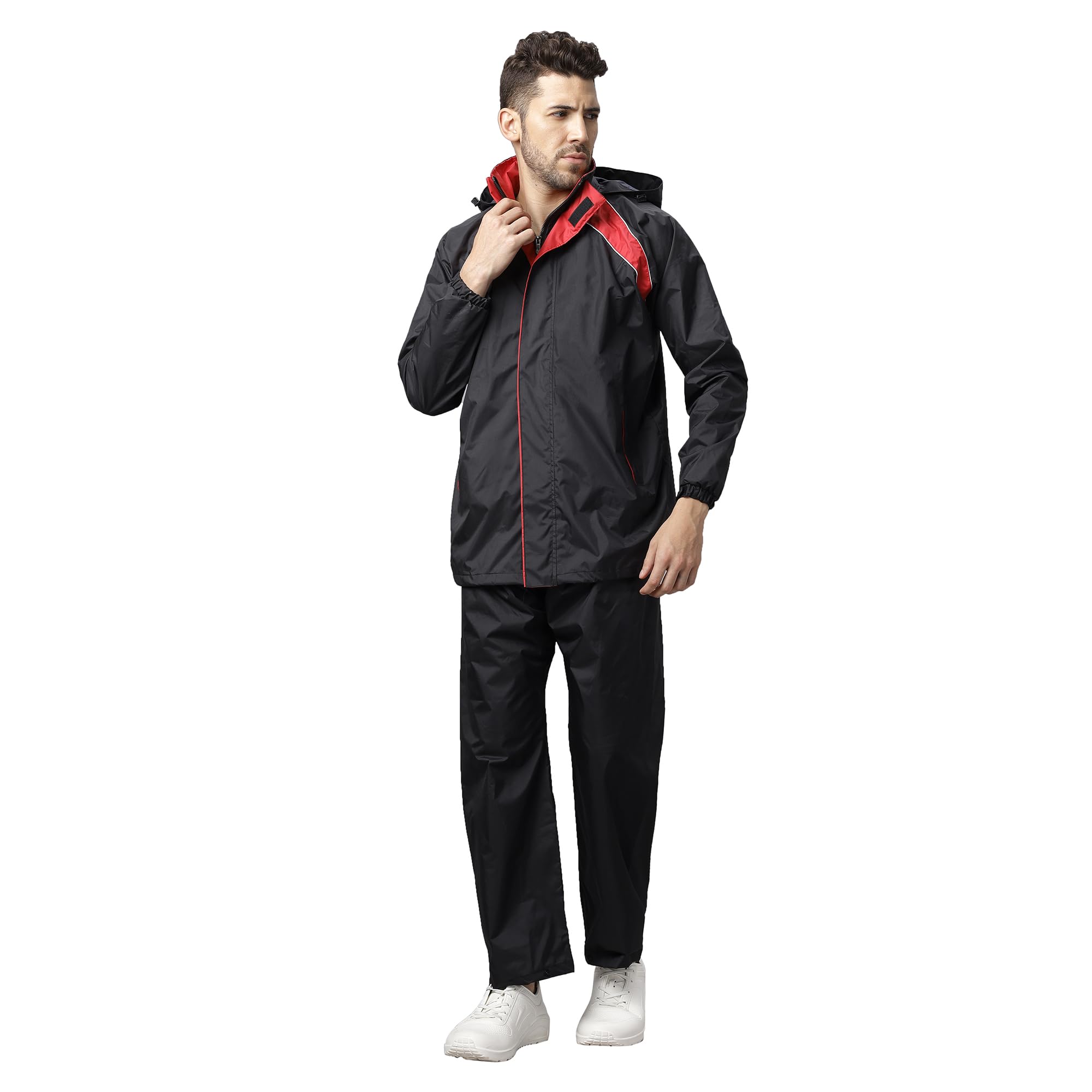 Rain Coat for Men Waterproof for Bike Riders with Adjustable Hood along with inner pockets,Waterproof Raincoat with Polyester Jacket,Pants-image-46