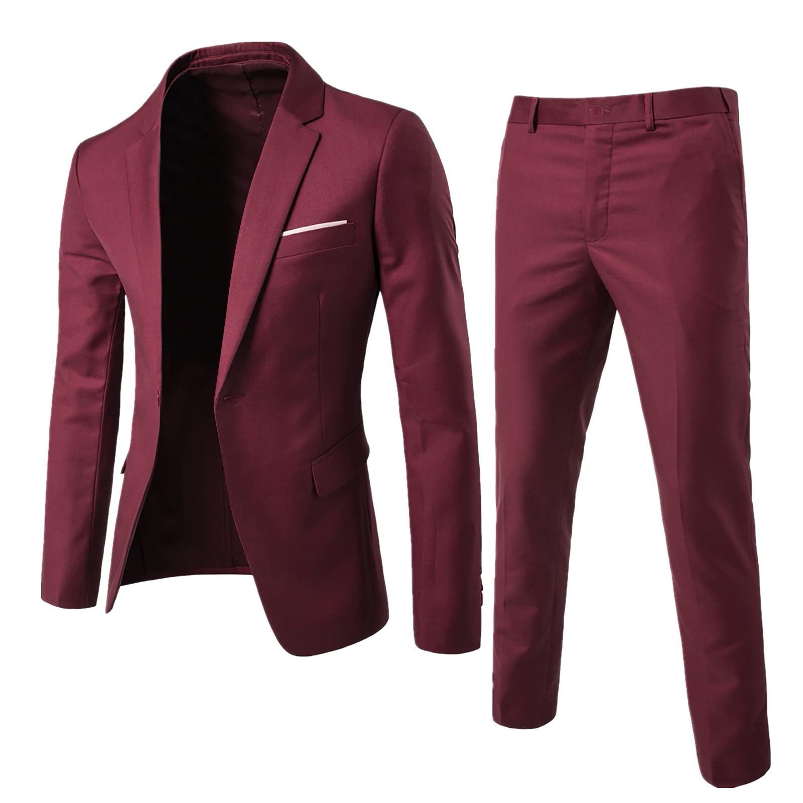 Costume 2 pièces pour homme - Coupe ajustée - Style décontracté - Veste à boutons - Blazer et pantalon - Élégant smoking - Costume d'affaires et de mariage