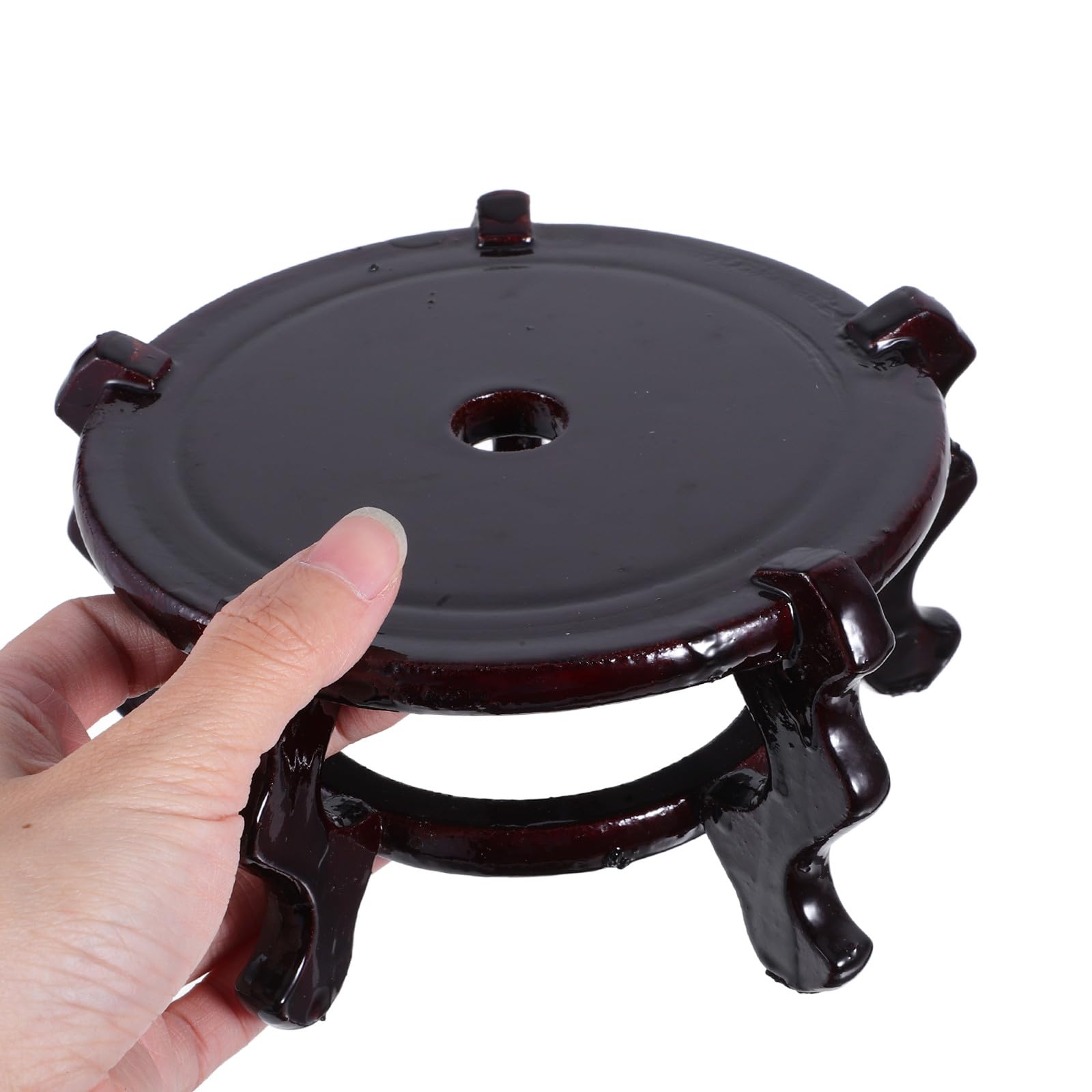 NOLITOY Soporte para Macetas de Madera Maciza Marrón, Base Redonda Resistente para Plantas Interiores, Estante Creativo de 2 Piezas Adecuado para Cualquier Rincón del Hogar