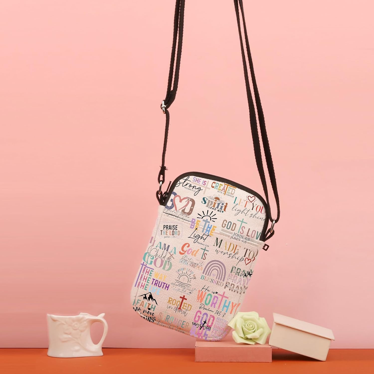 TSOTMO Religious Gift The Way The Truth The Life Christian Crossbody Bag Bible Verse Gift Inspirational Gift for Women