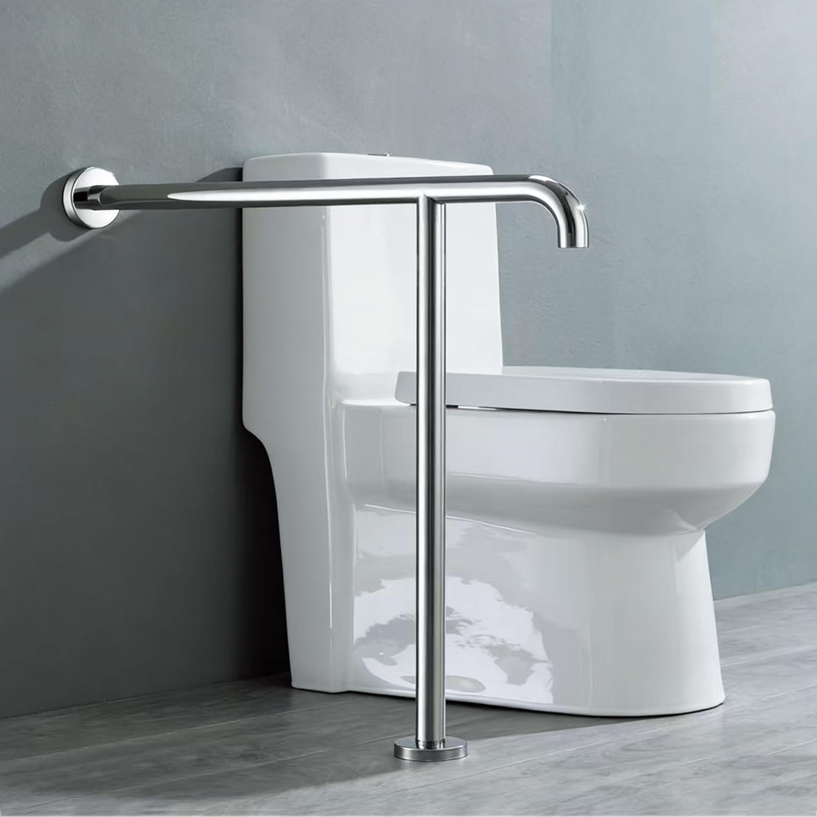 Laiyuting Silver Grab,Toilet Grab Bar, Wall To Floor Grab Rail, Bathroom Grab Rails,Stainless Steel Rail, Grab Bar, Support Drop Down, Toilet Wall Mounted Support Rail,