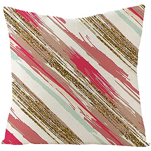 Lieson Coussin de Canapé 45x45, Coussin Decoration Chambre Or Rose Rouge Coussin Deco Salon de Jardin Art Peinture Motif Sergé, Taies D'Oreillers Lin