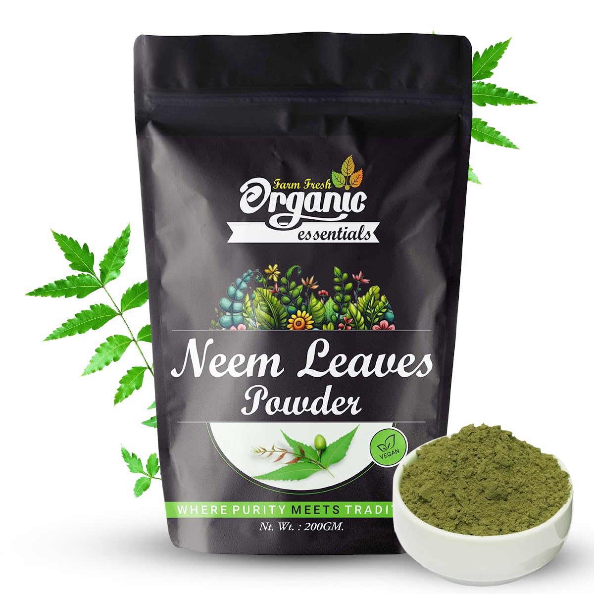 Neem Leaf Powder - 200g Pure Herbal Neem Powder for Skin and Hair Care | Natural, natural, and Chemical-Free | Ideal for All Skin Types | Detoxifying and Anti-Aging (Pack of 1)