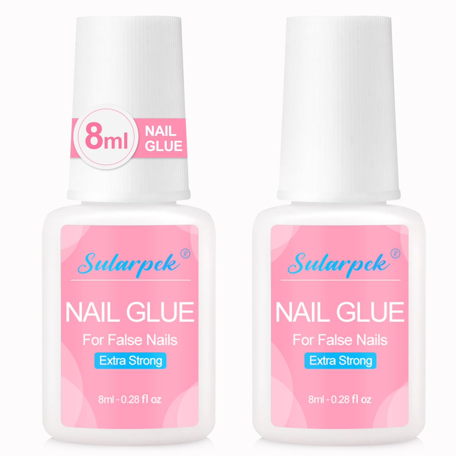 2Pcs Nail Glue, 8ml With Brush for Repair, Strong Acrylic Adhesive, Professional False Nail Gel, for Broken Nails Long Lasting