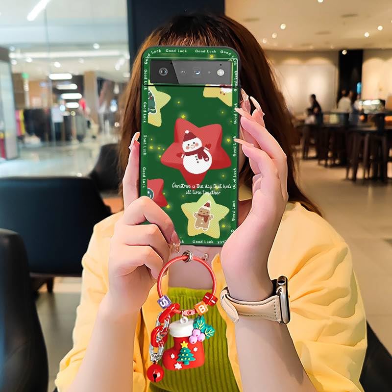 Phone Case Compatible with Google Pixel 6, Cartoon Phone Pouch Protective Waterproof Christmas tree Santa Claus Christmas Eve Full wrap TPU
