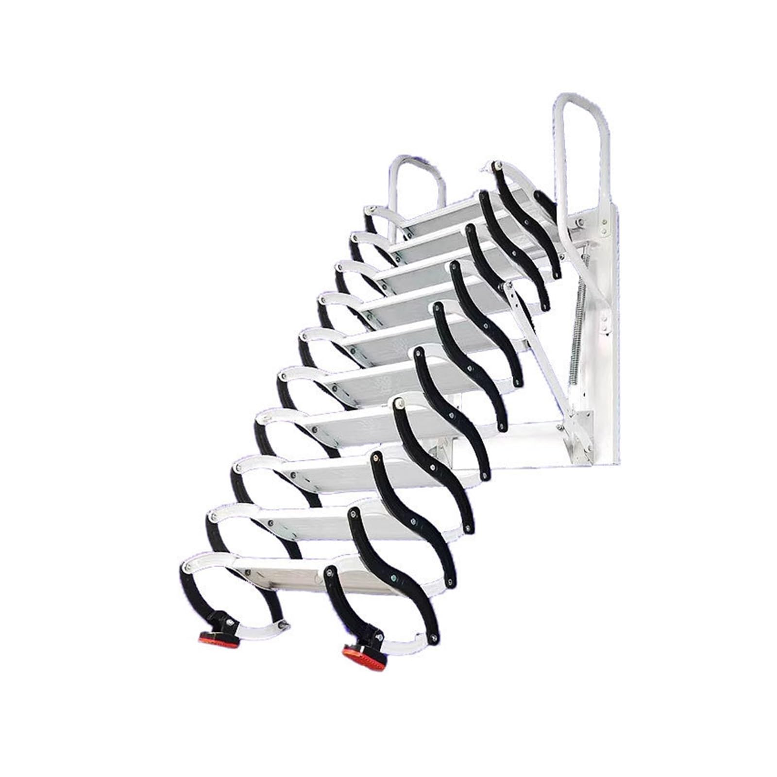 Attic Stairs Portable Attic Ladder Pull Down System Wall Mounted Folding Loft Stairs, for Attics Basements Warehouse Step Ladder(1.8-2.05m)