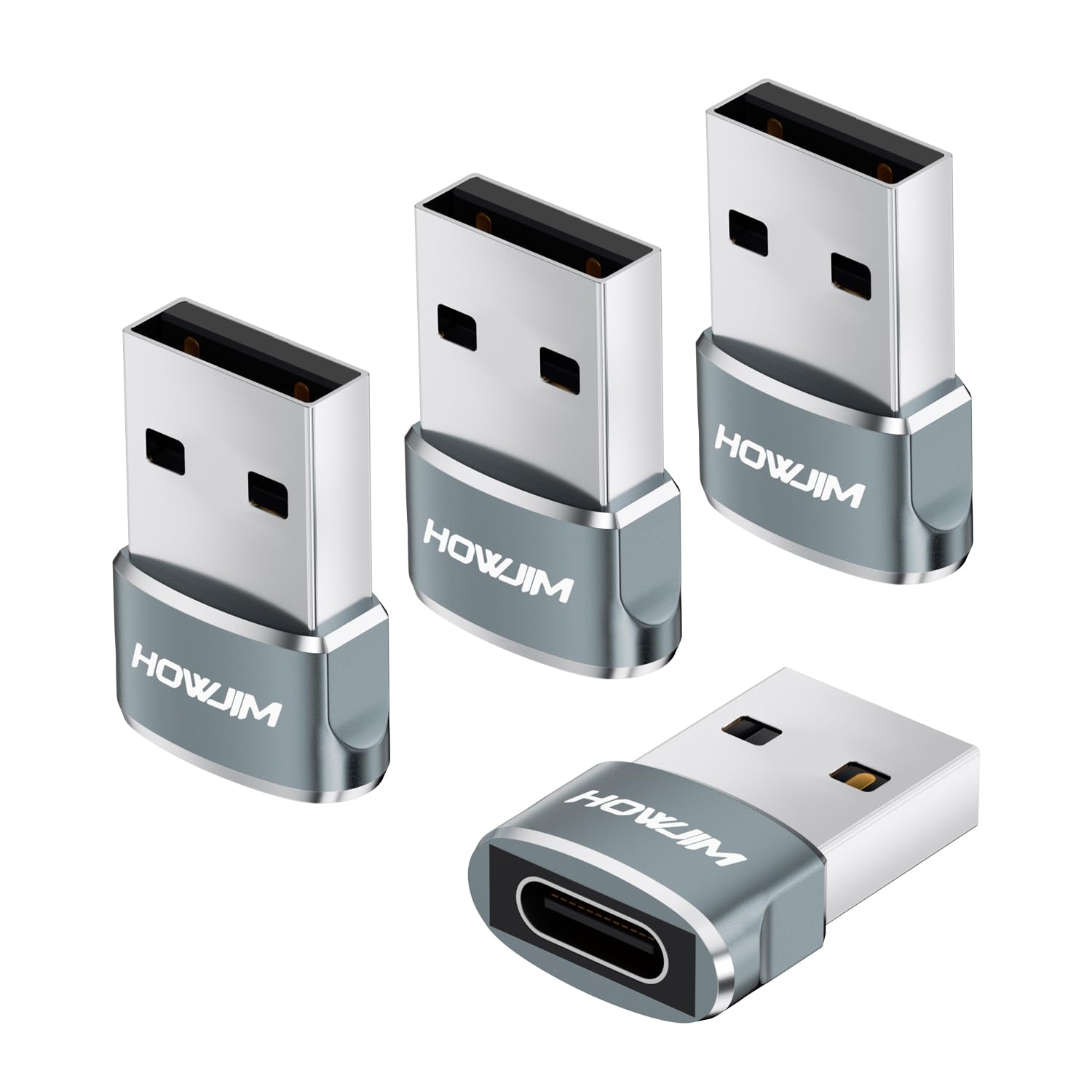 USB to USB C Adapter 4 Pack,Type-C Female to USB A Male OTG Adapter