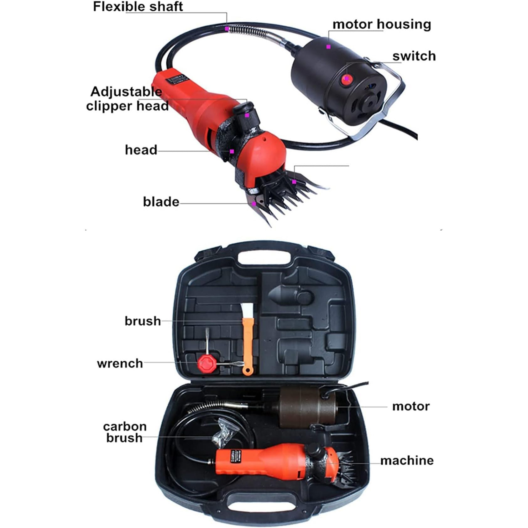 Tosatrice Elettrica per Pecore, Tosatrice Professionale per La Toelettatura di Capre E Pecore, Ideale per Allevamenti di Animali Domestici.