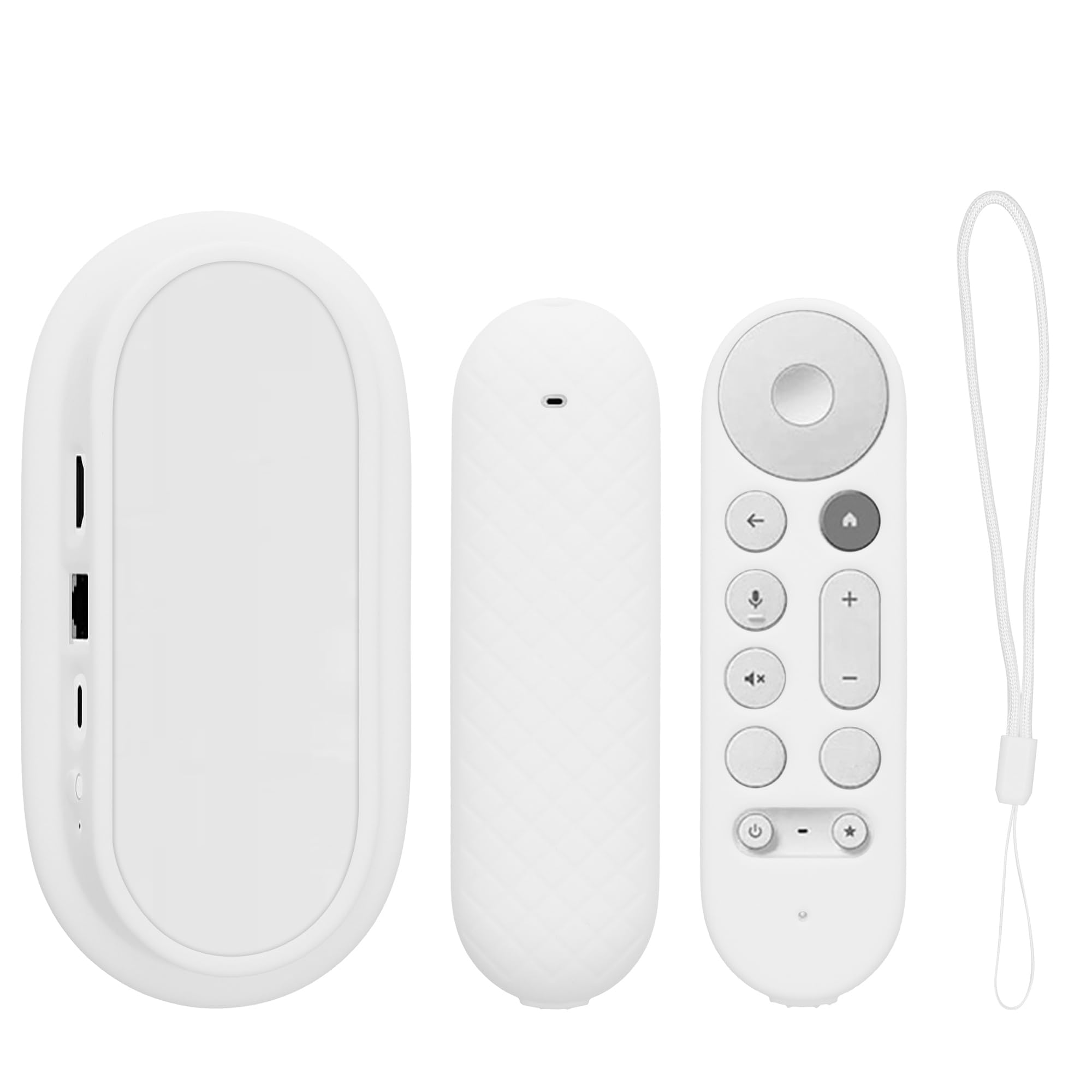 kwmobile Zestaw ochronnych etui na pilota Kompatybilny z Google TV Streamer 4K - Etui na pilota i urządzenie 2-częściowy zestaw - Biały