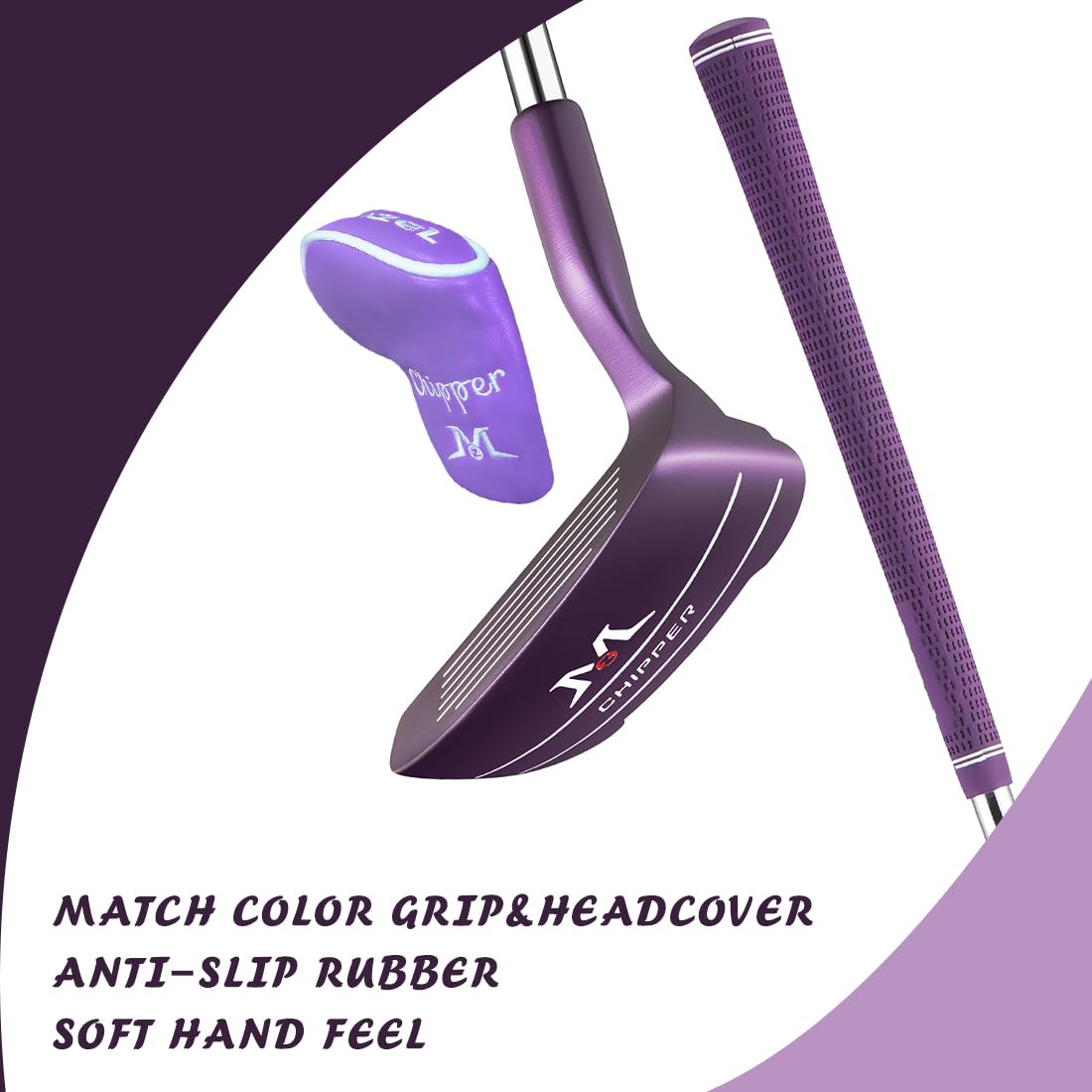MAZEL Chipper Golf Club de golf de 36/45 grados para hombres y mujeres, para mano derecha, mejora tu juego corto (mano derecha púrpura, derecha, 36 grados)