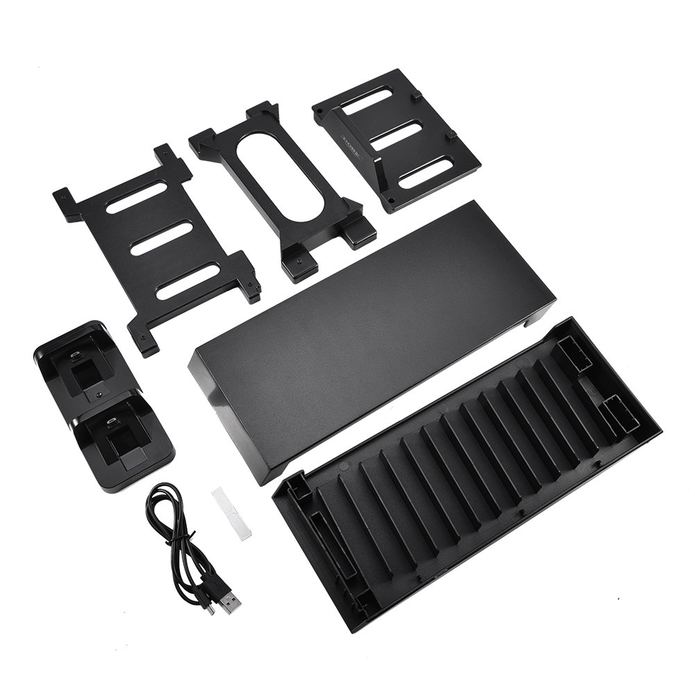 para Slim/Pro One S Soporte de Juego Desmontable Multifuncional Soporte de Torre de Almacenamiento de Disco con Doble Controlador Estación de Carga Dock
