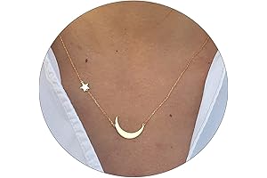 14K Gold Star Moon Pendant Necklace - Elegant Celestial Jewelry for Women