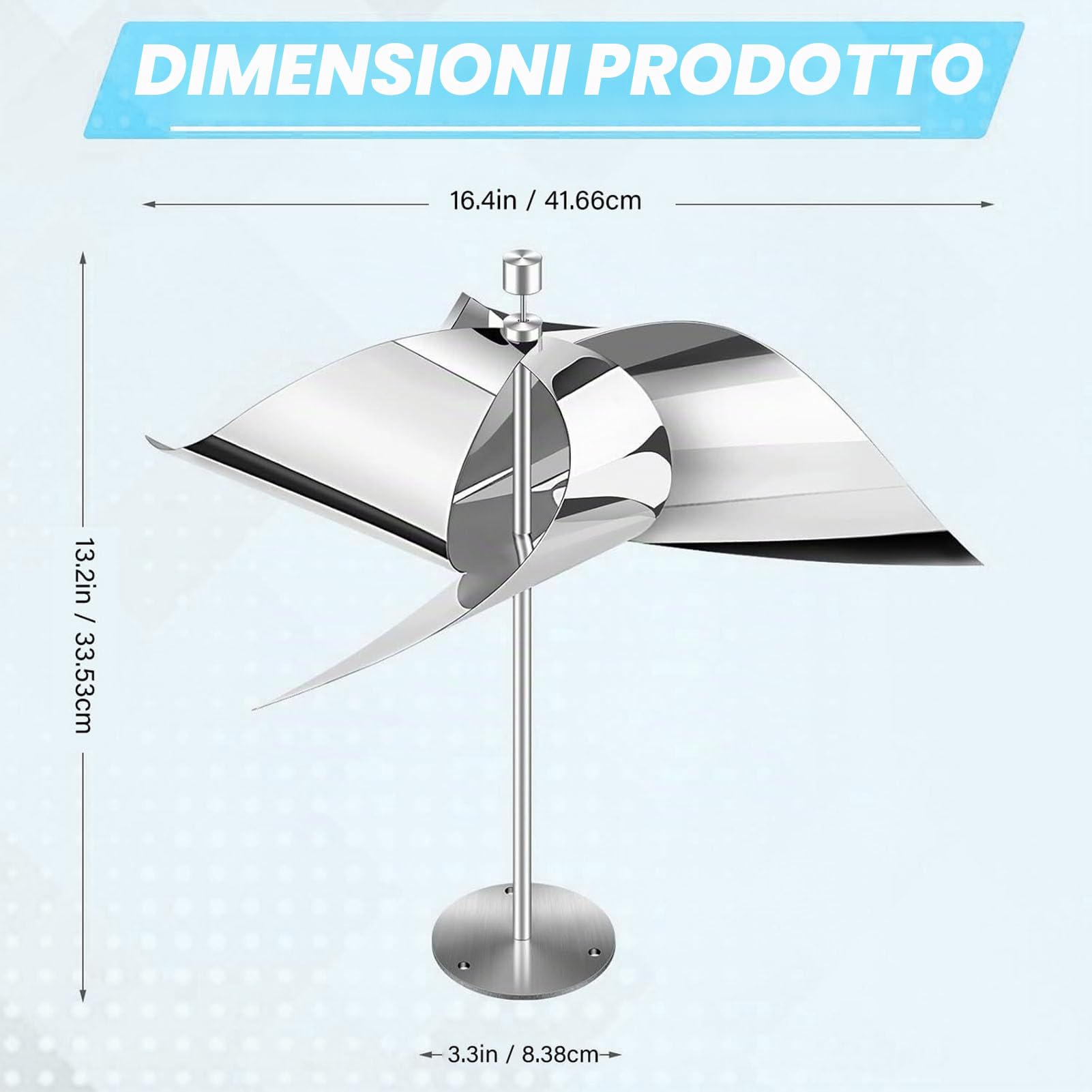 Dispositivo anti-spavento riflettente alimentato dal wind Deterrente multifunzionale per uccelli rotanti in acciaio inossidabile per cortili di giardini all'aperto
