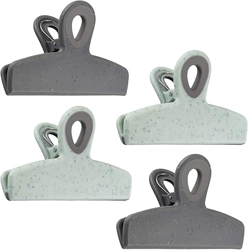 Cook with Color Clips para bolsa, 4 clips grandes y resistentes para almacenamiento de alimentos con agarre hermético para bolsas de aperitivos y