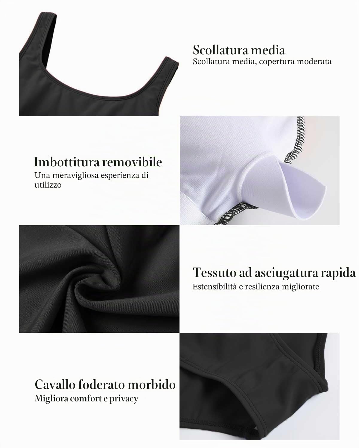TcIFE Costume da Bagno Intero Donna con Scollo a U Allenamento Sportivo Costumi da Bagno con Coppe Imbottiti Push-up Costume Contenitivo Pancia Curvy Beachwear Monokini Swimwear