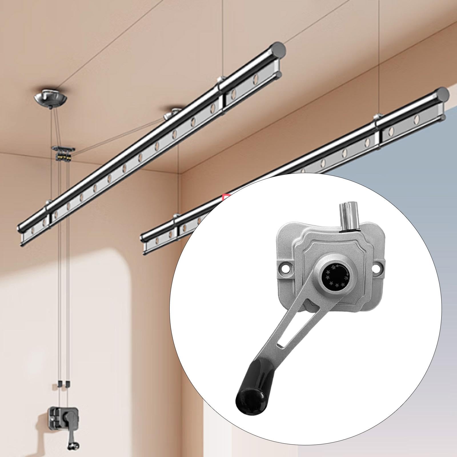 Milageto Accesorio para Percha de Ropa con Manivela, Agitador Manual para Tendedero, Cuerda de Acero Integrada de 1,8 m, Repuestos Multifuncionales para Hogar