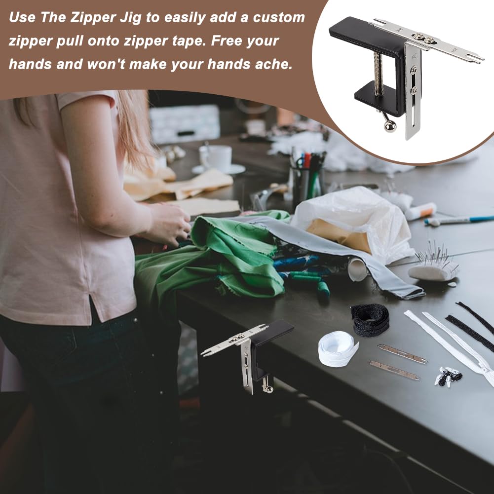 AHANDMAKER Zipper Jig Schieber, Werkzeugsatz für die Reißverschlussmontage von #2,5 bis #10, Reißverschlüsse Und Schieber Ersetzen Reißverschlüsse zum Nähen, Schlafsack