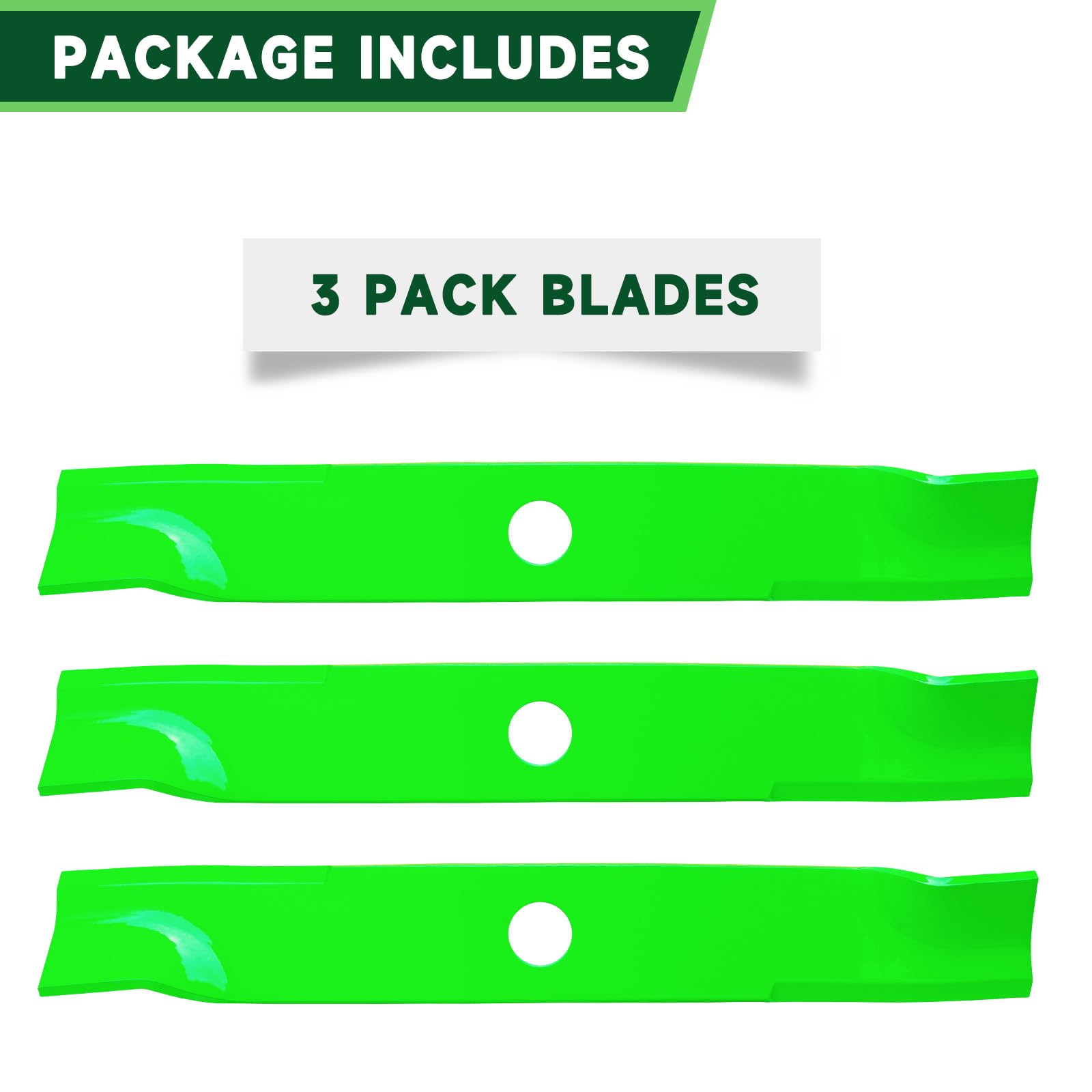Cuchilla de cortacésped K5613-34340 para Kubota de 54 Pulgadas KW421-3, Z422KW, Z724-3, RCK54P-400Z, RCK54P-781Z Cuchilla de Alta elevación reemplaza a K5613-34340 (Paquete de 3)
