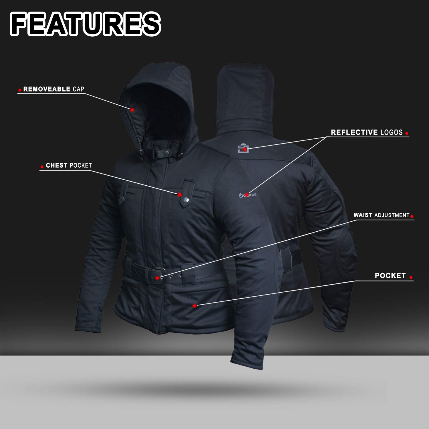 Lady1 | Damen-Motorradjacke mit Protektoren | Wasserdichte Winter-Motorradjacke mit Kapuze – Thermofutter und herausnehmbaren, geprüften Protektoren – Motorradzubehör