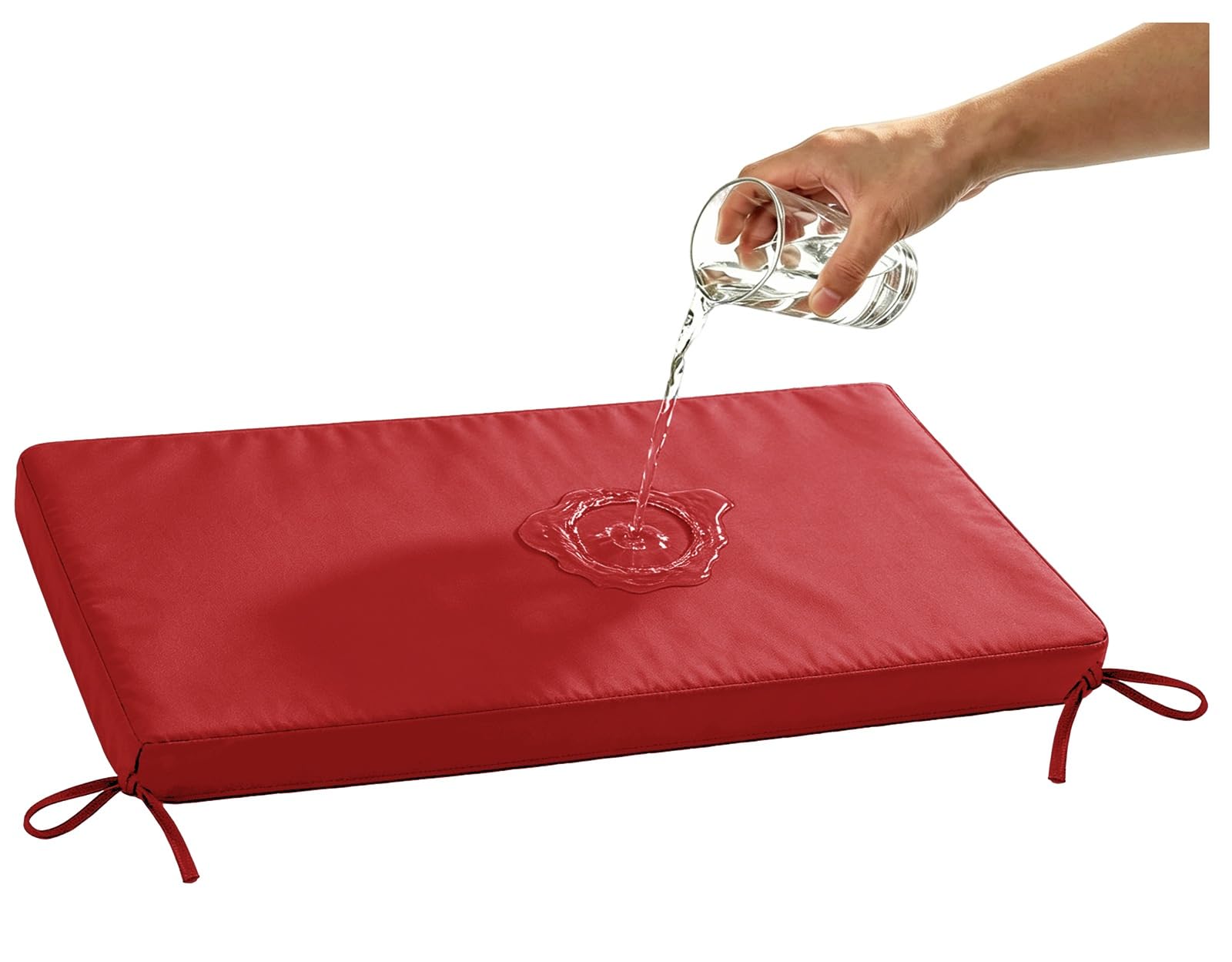 ILiemao 80% Waterproof Outdoor Patio Chair Cushions with Ties, Outdoor Bench Cushion Waterproof with Filling, Comfortable Cushion for Patio Porch Swing Garden Furniture(Red,120x35 cm 47x14 in)