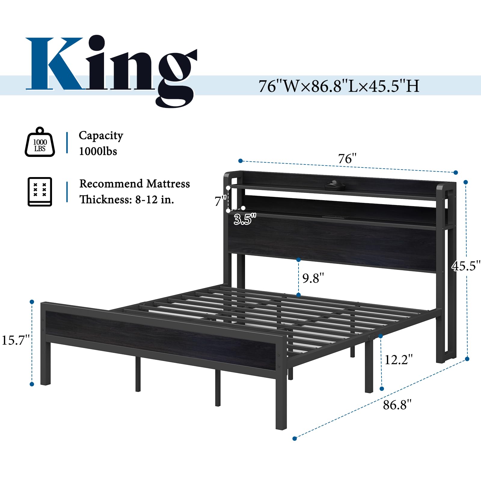 Amazon｜AMERLIFE キングサイズベッドフレーム ギャラクシースター