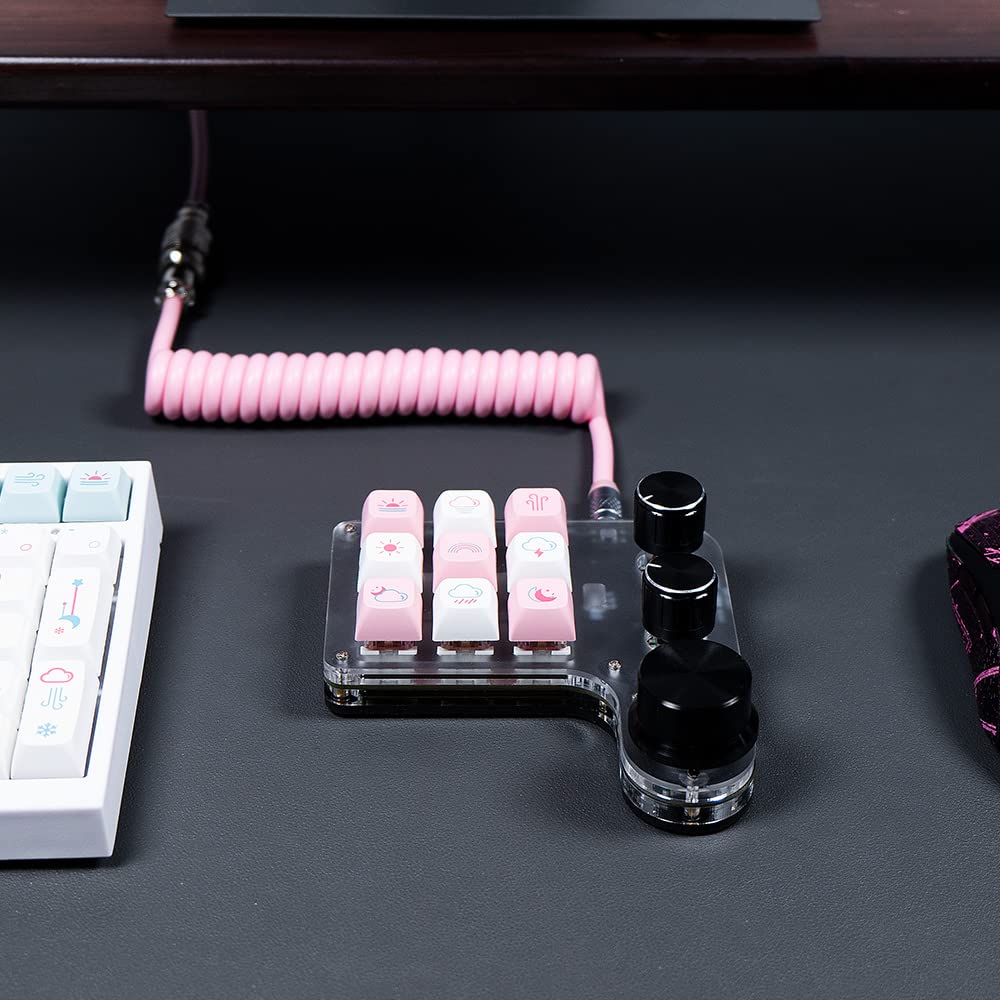 Mini clavier mécanique macro sans fil programmable clavier de jeu échangeable à chaud avec éclairage RVB, 2.4G & BT pour joueurs, programmeurs, bureau (blanc, 15 touches/3 boutons)