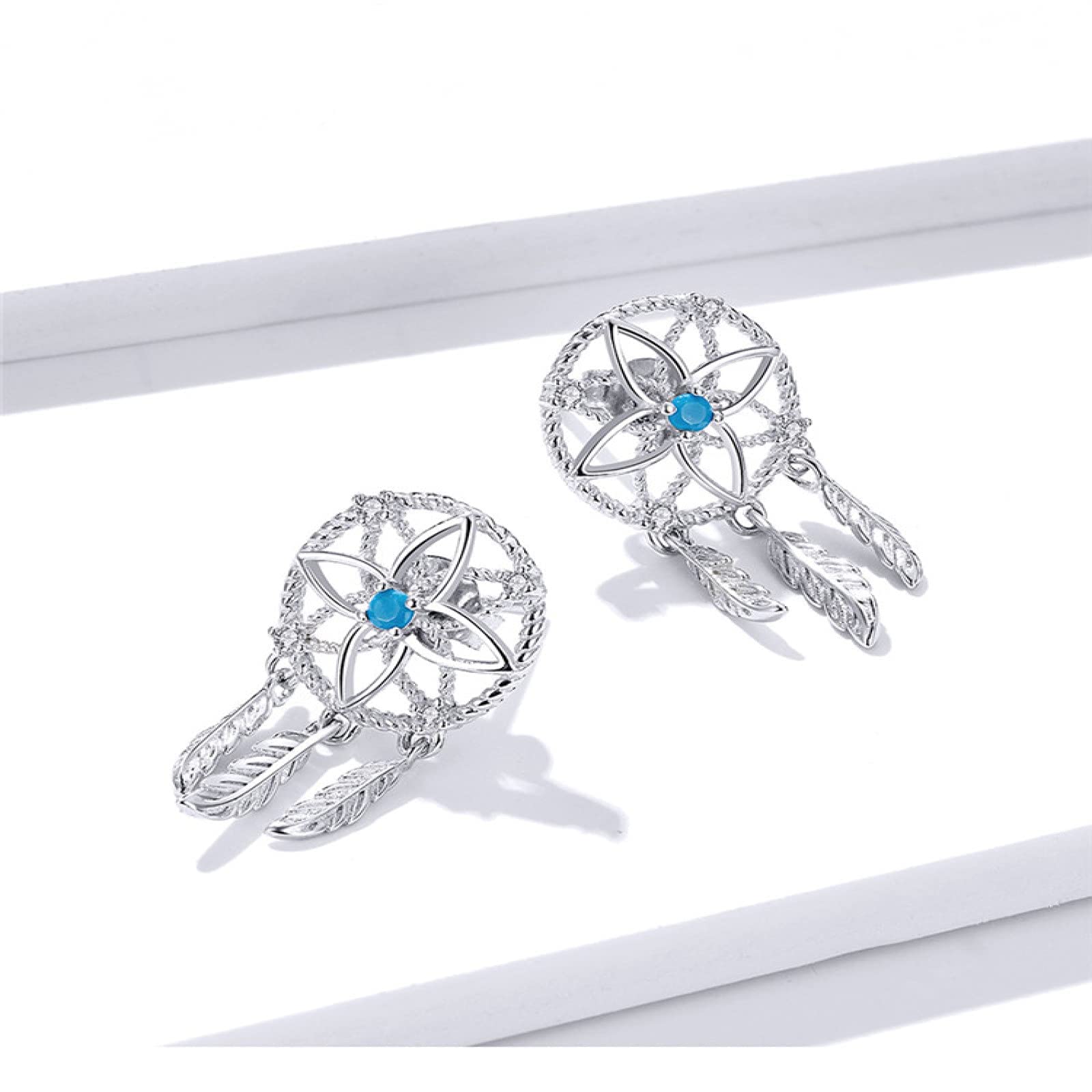 RWRAPS Orecchini per Bambina Orecchini in Argento Sterling 925 Orecchini Pendenti Acchiappasogni per Donna Orecchini Pendenti con Piume d'Argento Brincos