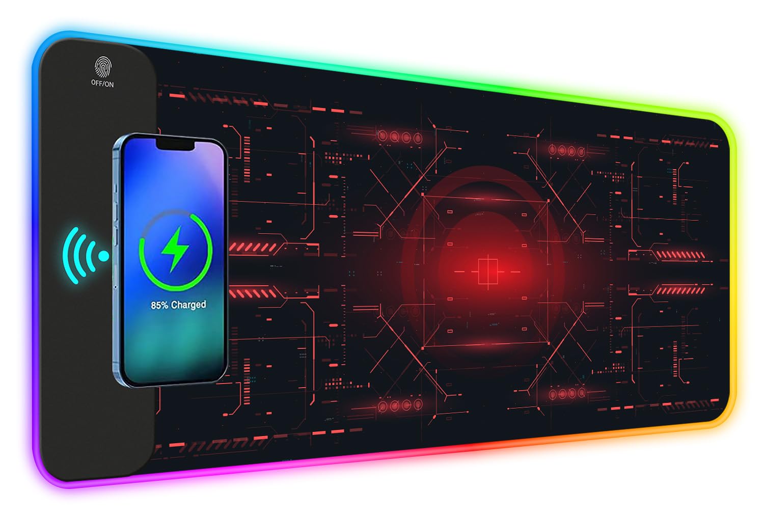 ToLuLu RGB Gaming Wireless Charging Mouse Pad, 5/7.5/10/15W 10 Light Modes LED Mouse Pad Computer Keyboard Mat Mousepad, 800x300x4MM Extended Large