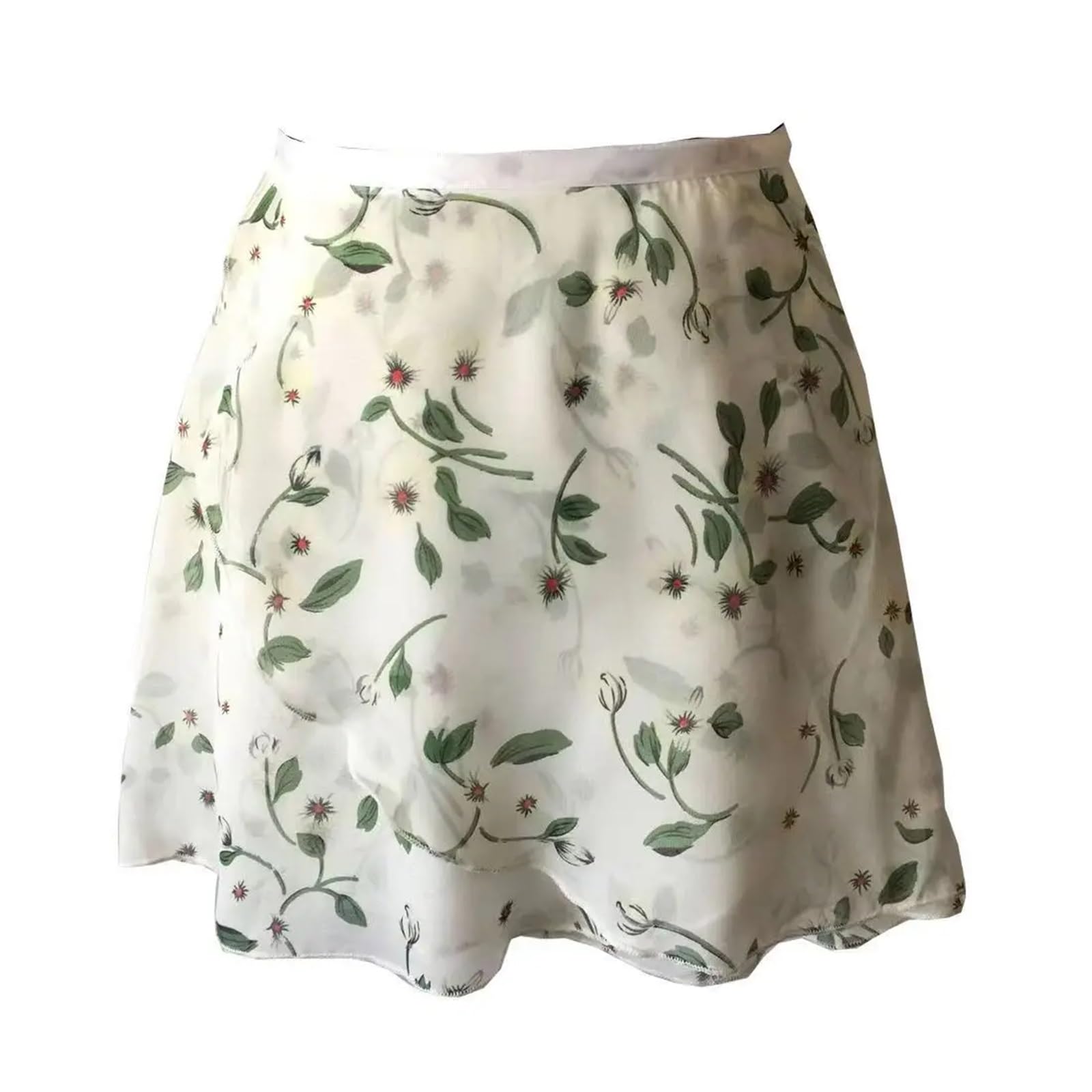 Ballettrock Wickelrock Tanz Rock Ballett Schürze Rock Erwachsene Chiffon Blume Praxis Trikot Tanzen Tragen Mädchen Blumen Druck Ballett Tutu Tanzen Kleid(Color-01,M Height130-140cm)